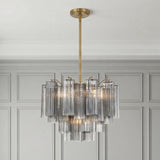 Grace 6 Light Chandelier 20", Brass with Smoke Glass