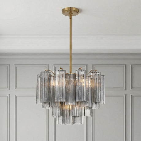 Grace 6 Light Chandelier 20", Brass with Smoke Glass