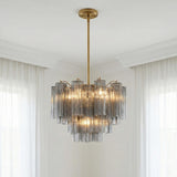 Grace 6 Light Chandelier 20", Brass with Smoke Glass