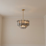 Grace 9 Light Chandelier 22" for Modern home with Warm Beige Textured Walls