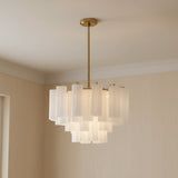 Grace 9 Light Chandelier 22", Brass with White Glass for Modern home with Beige Textured Walls