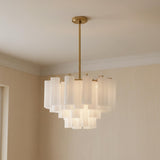 Grace 9 Light Chandelier 22", Brass with White Glass