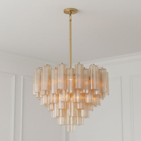 Grace 12 Light Chandelier 27", Brass with Topaz Glass