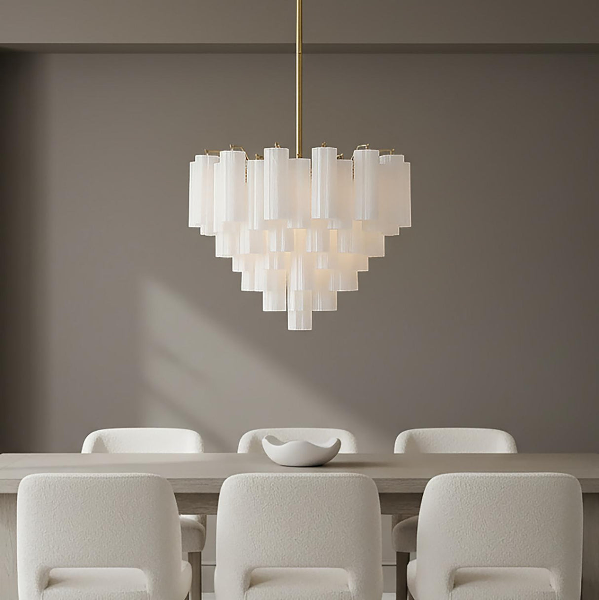 Grace 12 Light Chandelier 27", Brass with White Glass