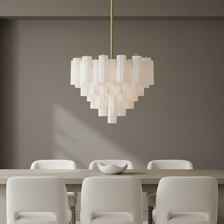 Grace 12 Light Chandelier 27", Brass with White Glass
