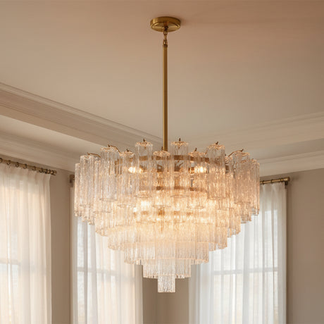 Grace 16 Light Chandelier 32" for Transitional home with Warm Beige walls