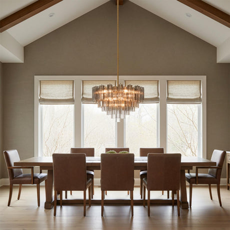 Grace 16 Light Chandelier 32", Brass with Smoke Glass