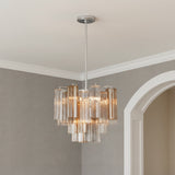 Grace 4 Light Mini Chandelier 18" for Modern home with Gray Textured Walls