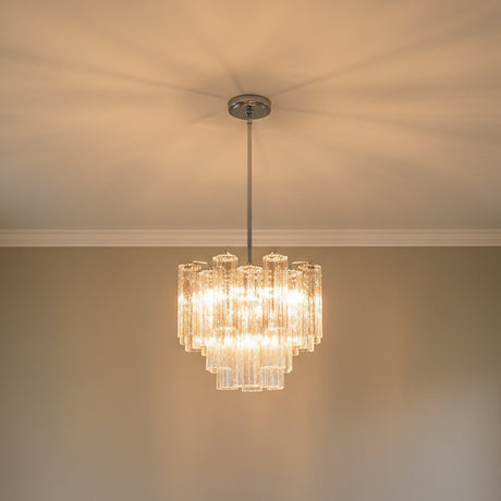 Grace 4 Light Mini Chandelier 18", Chrome with Smoke Glass for Modern home with Neutral walls