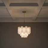 Grace 4 Light Mini Chandelier 18" for Modern home with White Coffered Ceiling