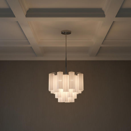 Grace 4 Light Mini Chandelier 18", Chrome with White Glass