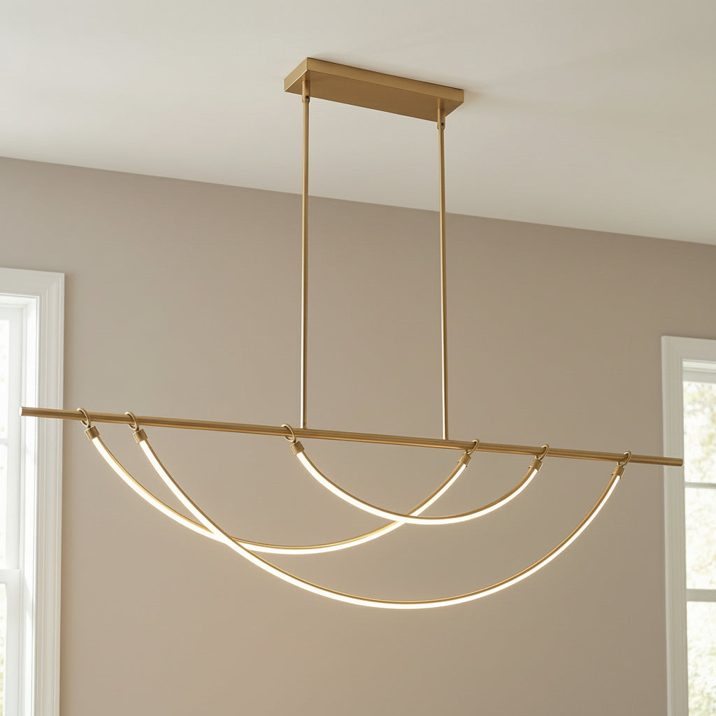 Otis Linear LED Pendant 60" for Modern home with Beige Walls