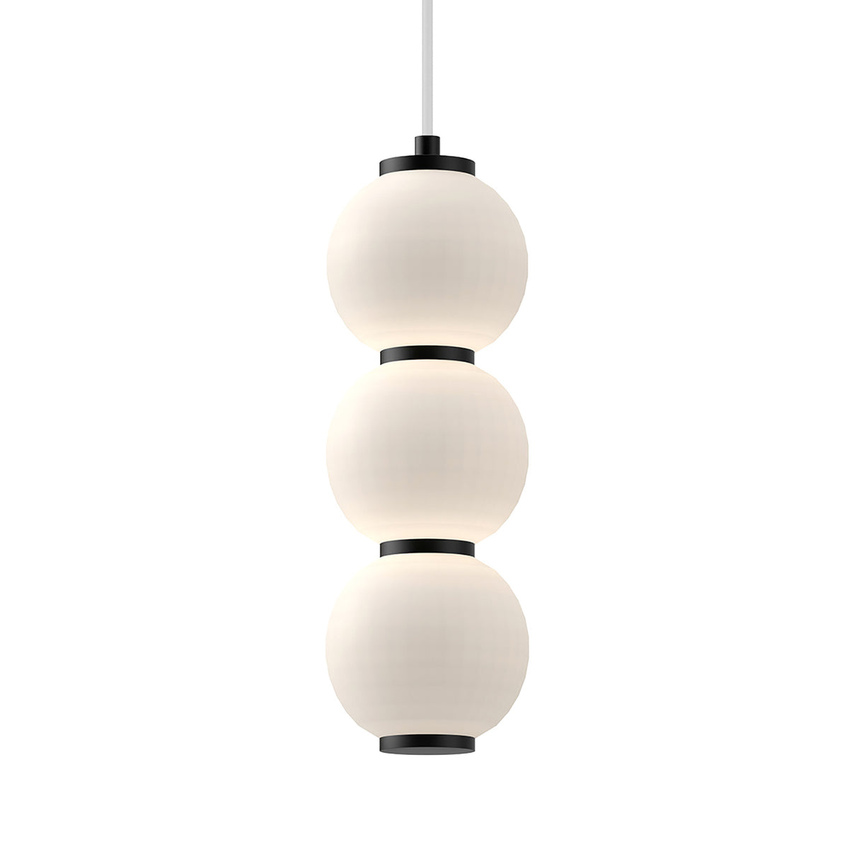 Shai LED Pendant 7", Matte Black and Opal Glass