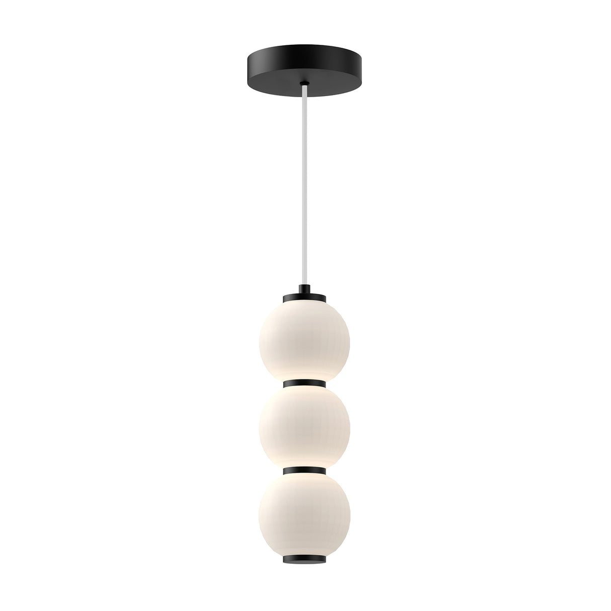 Shai LED Pendant 7", Matte Black and Opal Glass