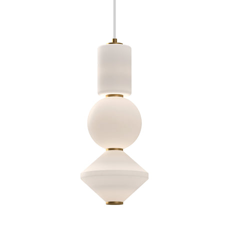 Shai LED Pendant 8", Aged Brass and Opal Glass