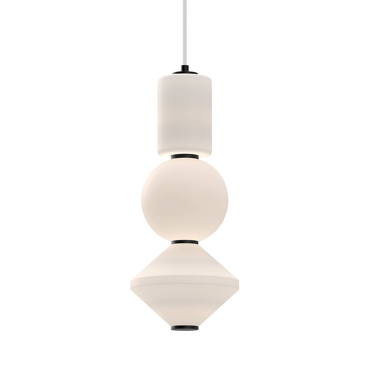 Shai LED Pendant 8", Matte Black and Opal Glass