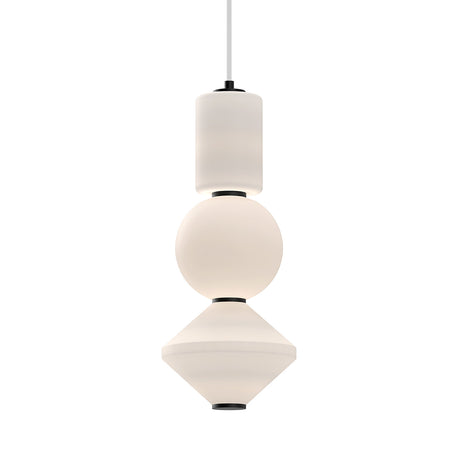 Shai LED Pendant 8", Matte Black and Opal Glass