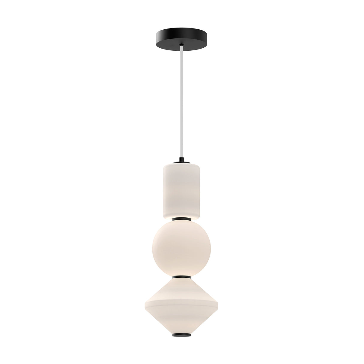 Shai LED Pendant 8", Matte Black and Opal Glass