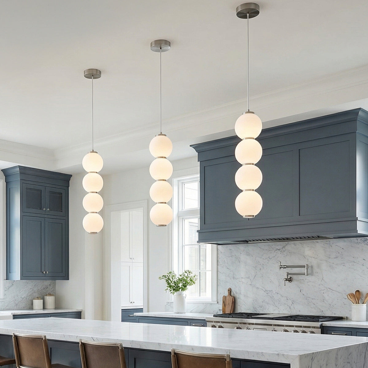 Shai LED Pendant 5", Brushed Nickel and Opal Glass