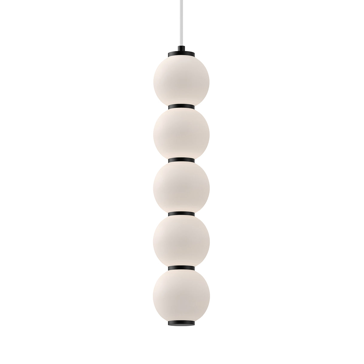 Shai LED Pendant 5", Matte Black and Opal Glass