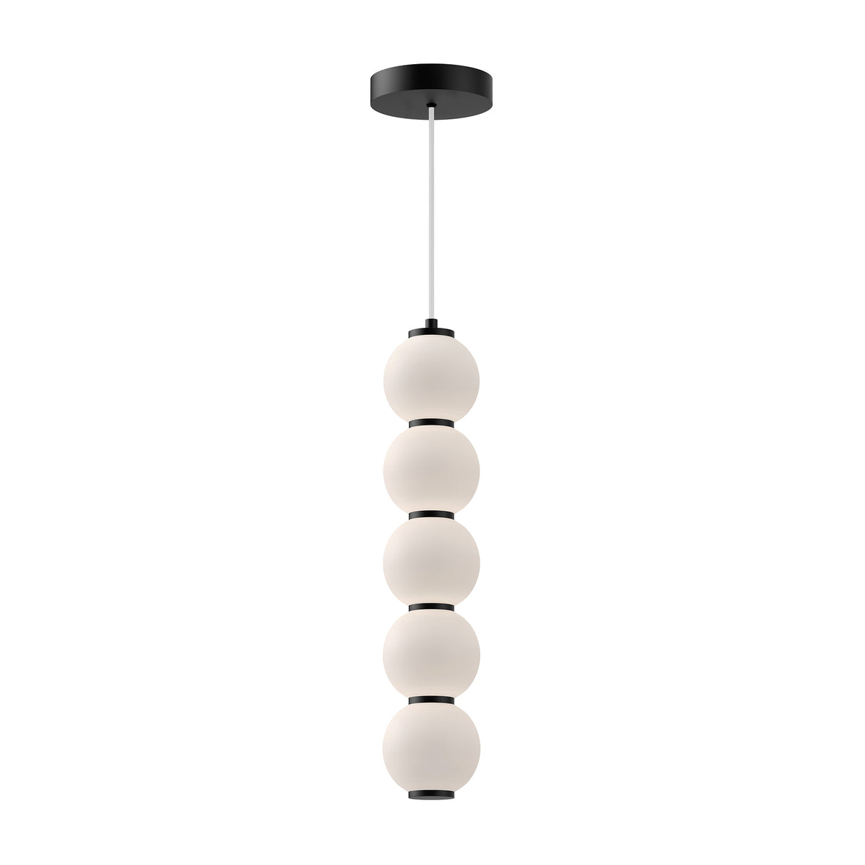 Shai LED Pendant 5", Matte Black and Opal Glass