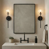 Gurt 1 Light Wall Sconce 20", Matte Black for Modern home with Light Gray Walls