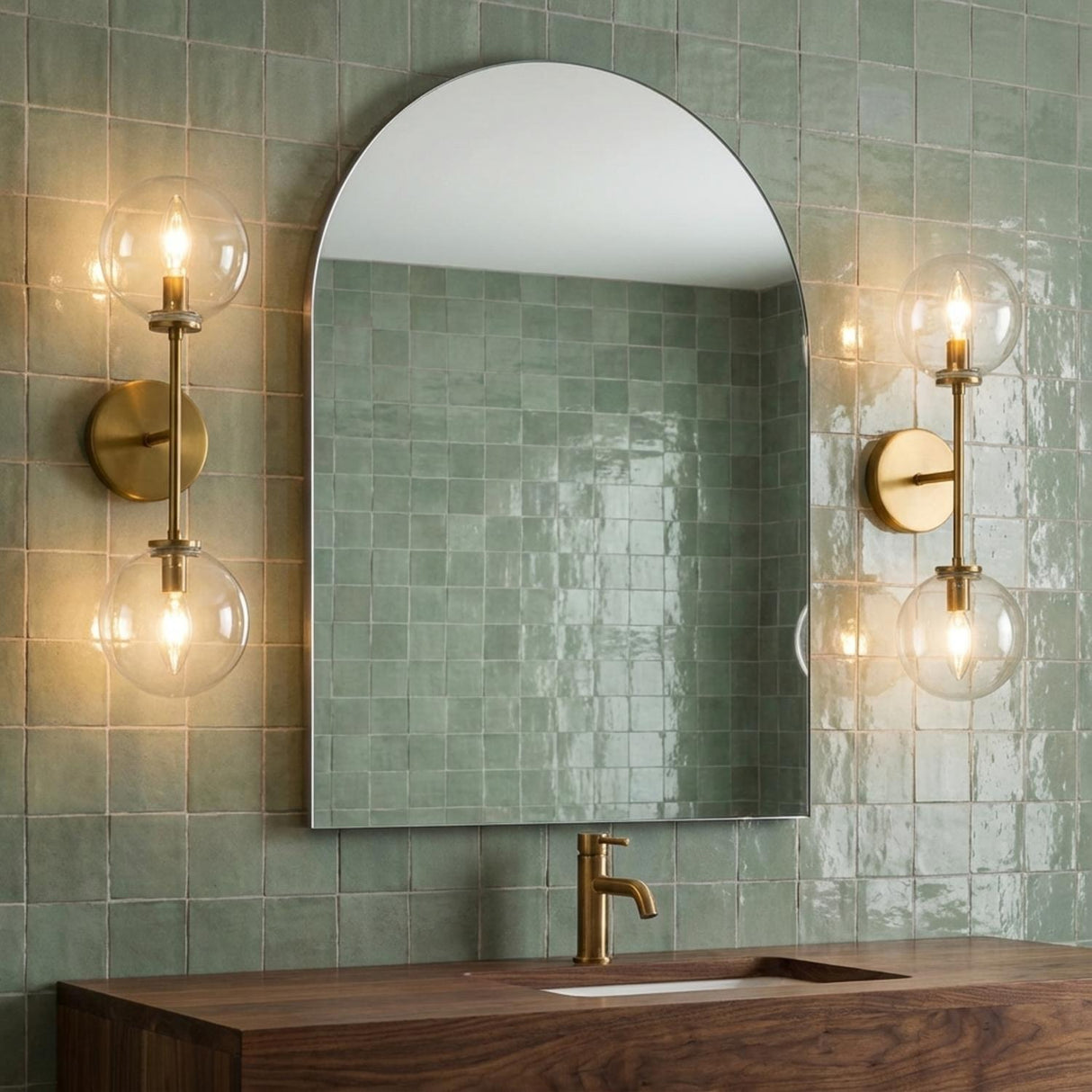 Gurt 2 Light Wall Sconce 20", Aged Brass