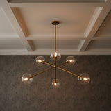 Gurt 6 Light Chandelier 40" for Modern home with Dark Gray Wallpaper