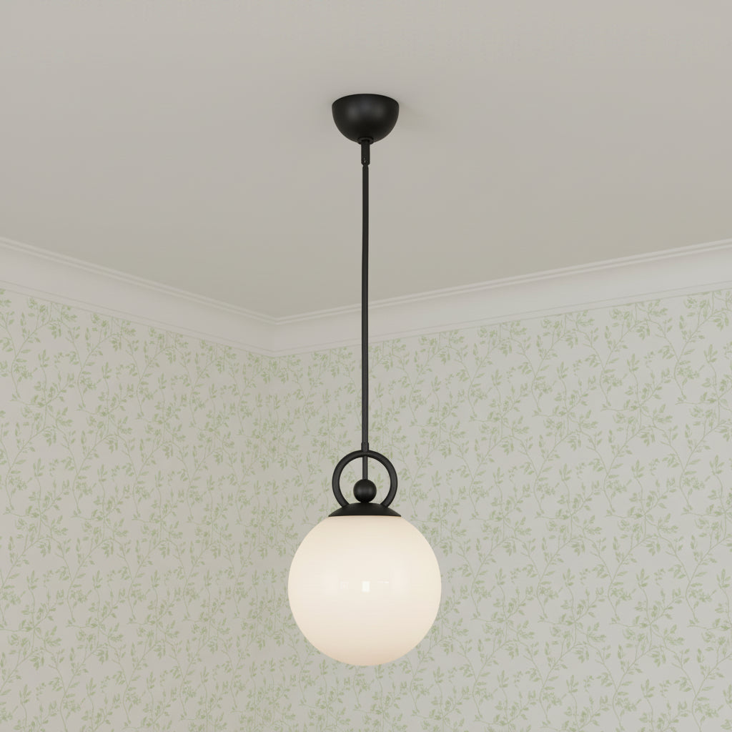 Tristen Pendant 10, Matte Black and Opal Glass for Transitional home with White Walls