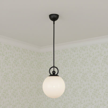 Tristen Pendant 10, Matte Black and Opal Glass for Transitional home with White Walls