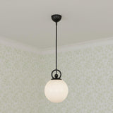 Tristen Pendant 10", Matte Black and Opal Glass