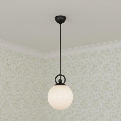 Tristen Pendant 10, Matte Black and Opal Glass for Transitional home with White Walls