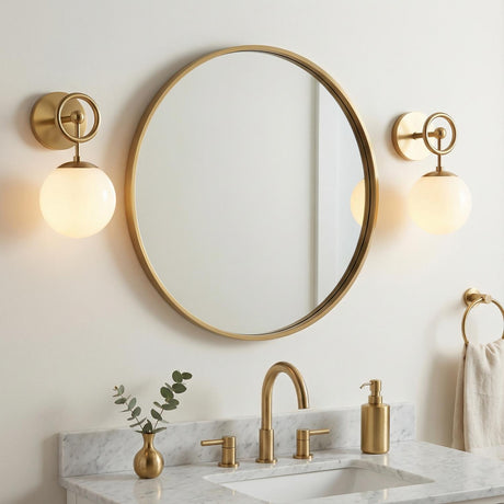 Tristen Wall Sconce 12", Brushed Brass and Opal Glass