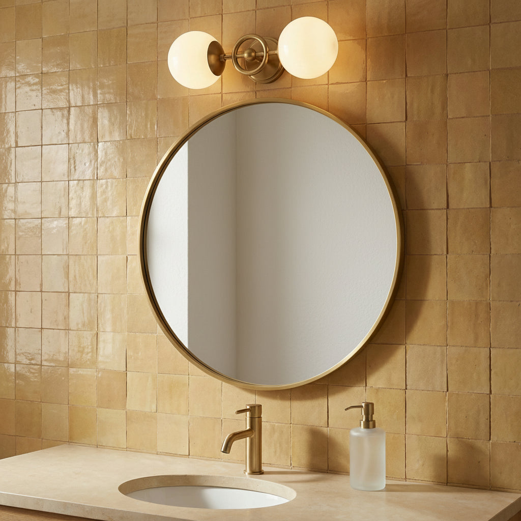 Tristen 2 Light Vanity 18" for Modern home with Warm Beige Tiles