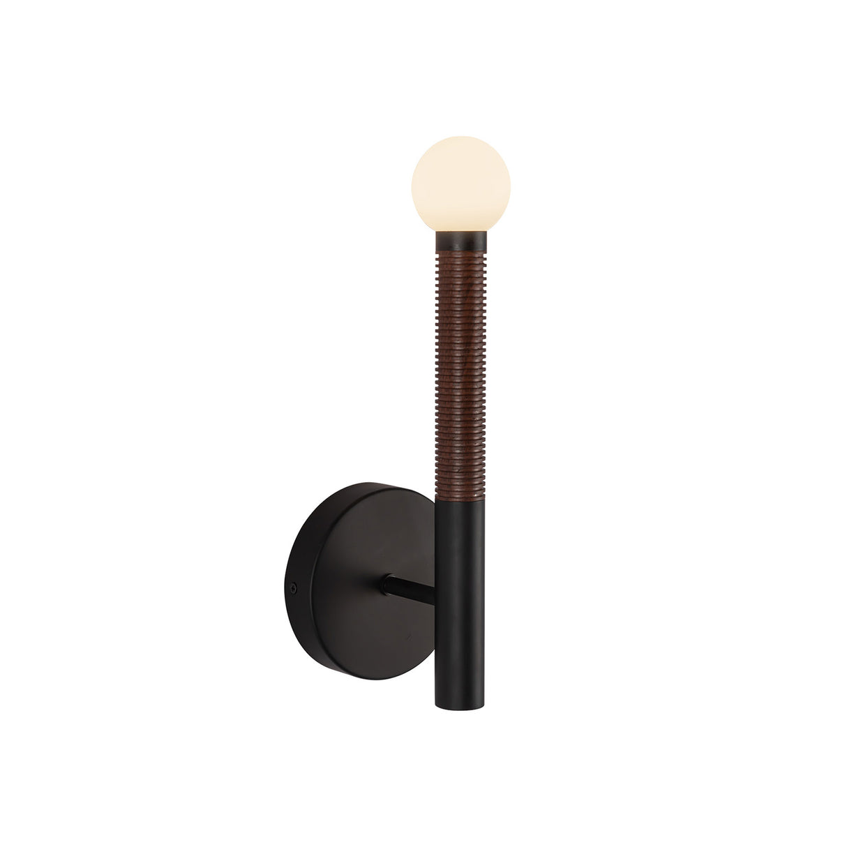 Shiloh 1 Light LED Wall Sconce 14", Matte Black and Walnut