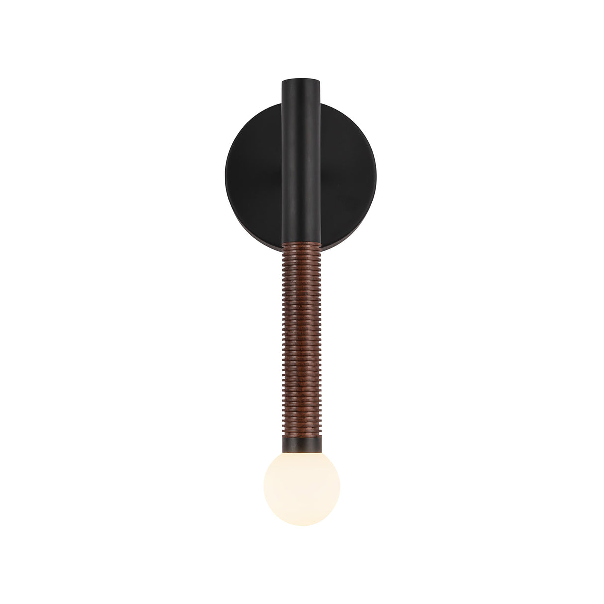 Shiloh 1 Light LED Wall Sconce 14", Matte Black and Walnut