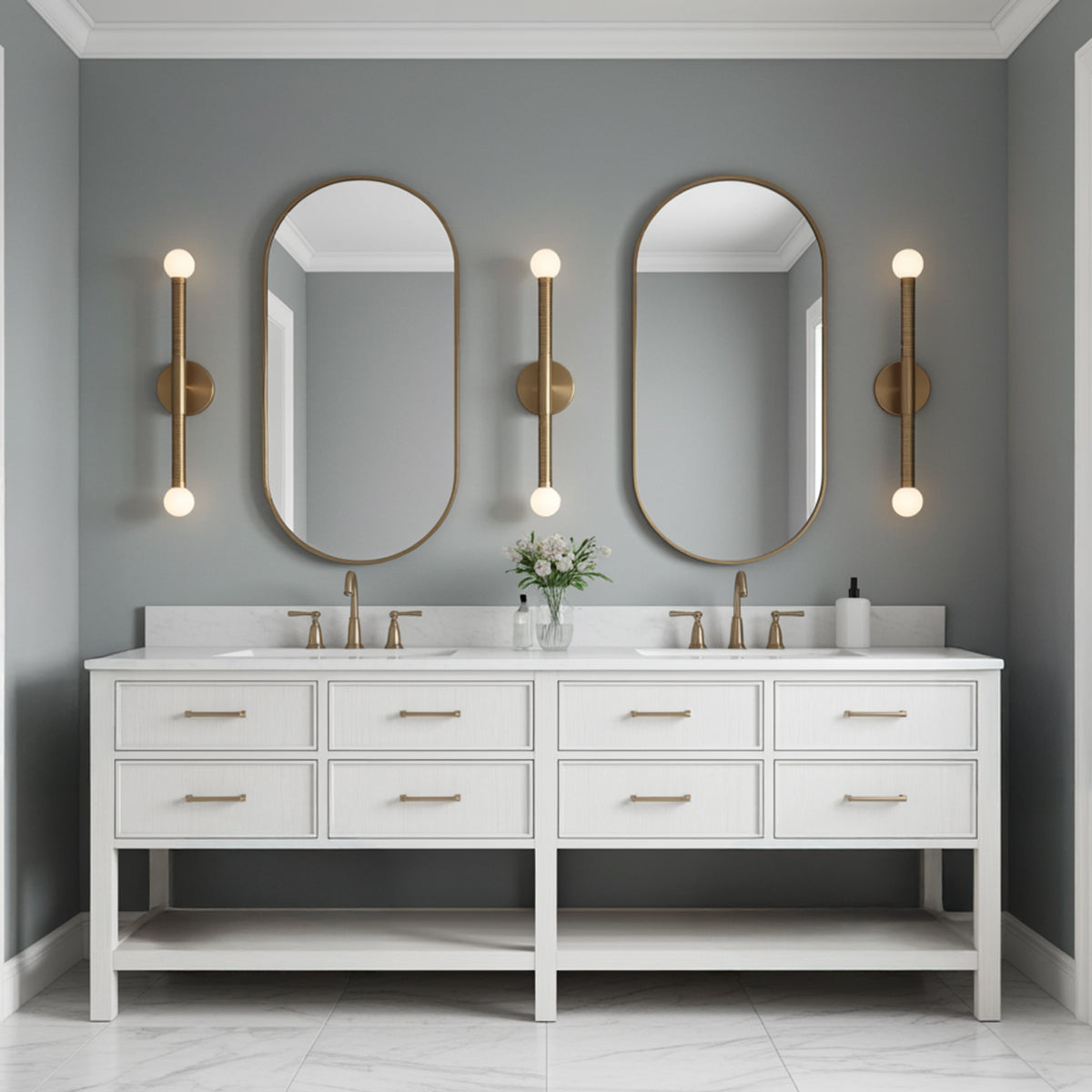 Shiloh 2 Light LED Wall Sconce 23" for Modern home with Gray Walls