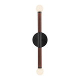 Shiloh 2 Light LED Wall Sconce 23", Matte Black and Walnut