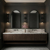 Sheila 2 Light LED Wall Sconce 23", Matte Black and Walnut