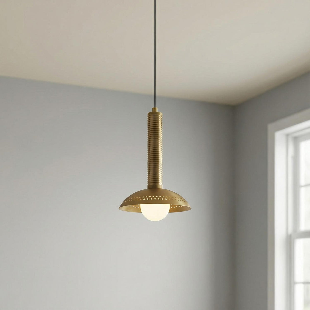 Sheila LED Pendant 9", Brushed Brass
