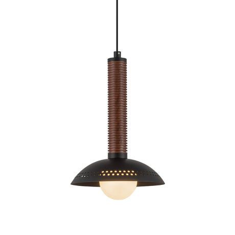 Sheila LED Pendant 9", Matte Black and Walnut