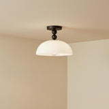 Archie Flush Mount 12", Matte Black and Opal Glass