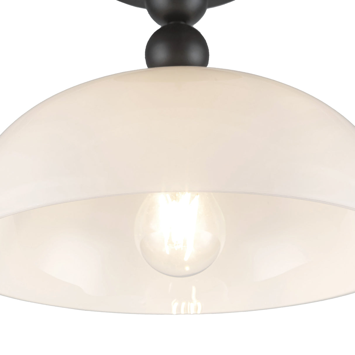 Archie Flush Mount 12", Matte Black and Opal Glass