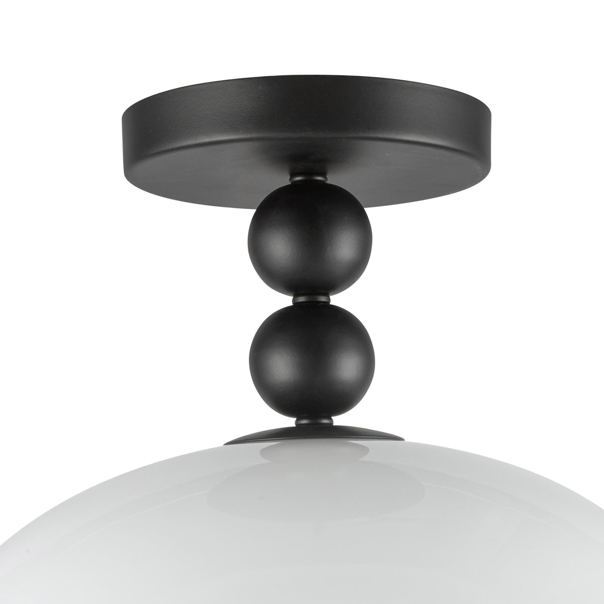 Archie Flush Mount 12", Matte Black and Opal Glass