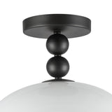 Archie Flush Mount 12", Matte Black and Opal Glass