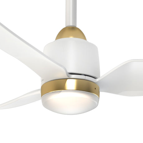 Kent LED Outdoor Ceiling Fan with Light 42", Brushed Brass and White