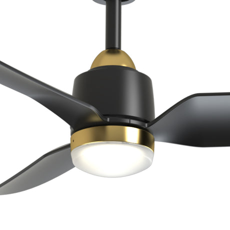 Kent LED Outdoor Ceiling Fan with Light 52", Brushed Brass and Matte Black