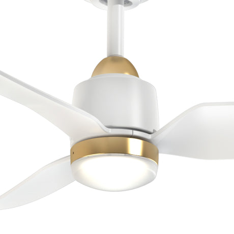 Kent LED Outdoor Ceiling Fan with Light 52", Brushed Brass and White