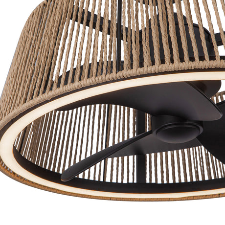 Elwood LED Ceiling Fan 24", Matte Black with Braided Rope