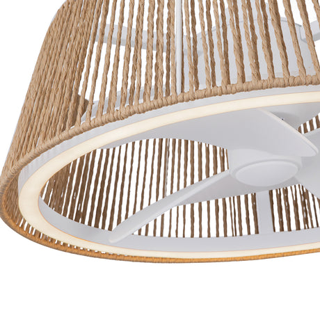 Elwood LED Ceiling Fan 24", White with Braided Rope